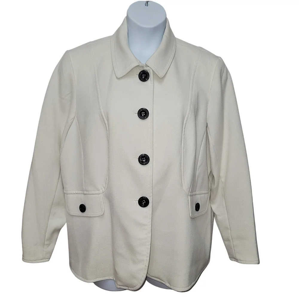 Focus 2000 Cream Blazer Jacket Classic Tailored Workwear Sz 22W Quiet Luxury